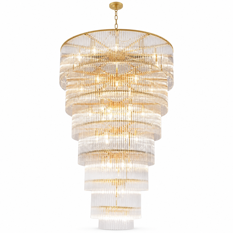 D990 Seven-Layer Striped Column Stair Light - Gold