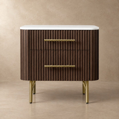 Double Drawer Bedside Chest with Stone Top