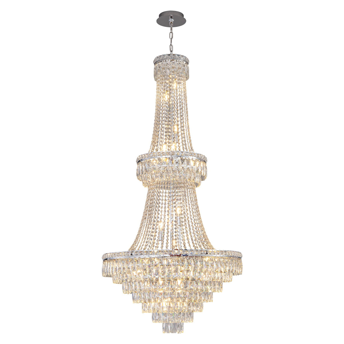 Two-Tier Square Diamond Round Pendant 780 - Silver