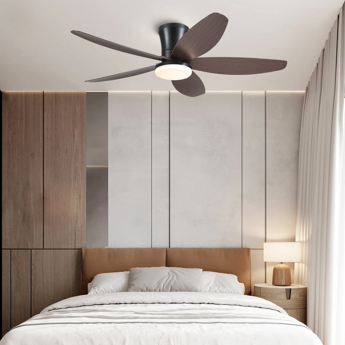 Indoor/Outdoor Recessed Black Ceiling Fan Light