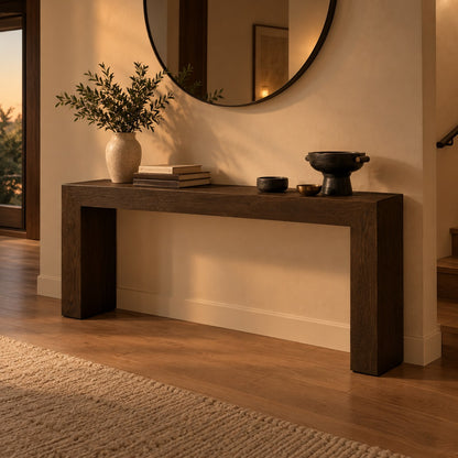 Happyarcadian Waterfall Edge Solid Oak Hallway Table