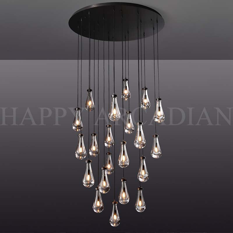 HA Raindrop Glass Round Chandelier 47"