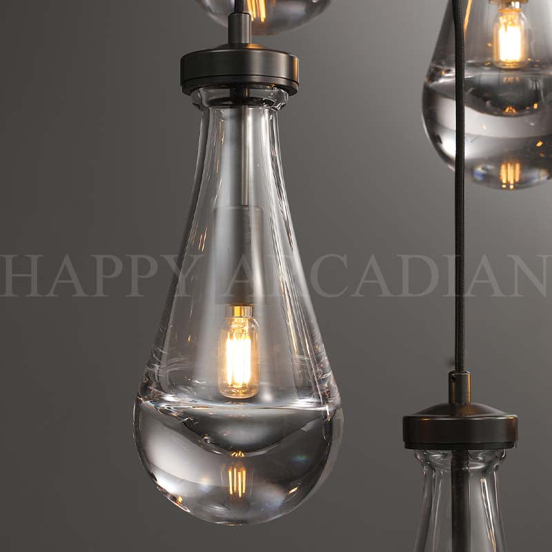 HA Raindrop Glass Round Chandelier 36"