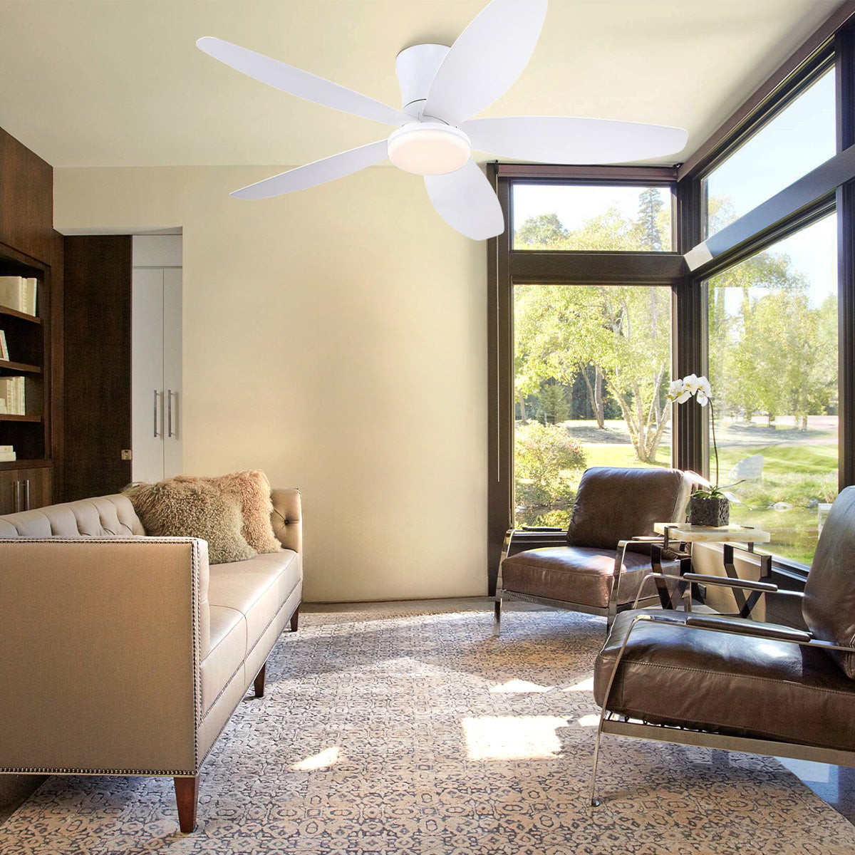Indoor/Outdoor Recessed Black Ceiling Fan Light