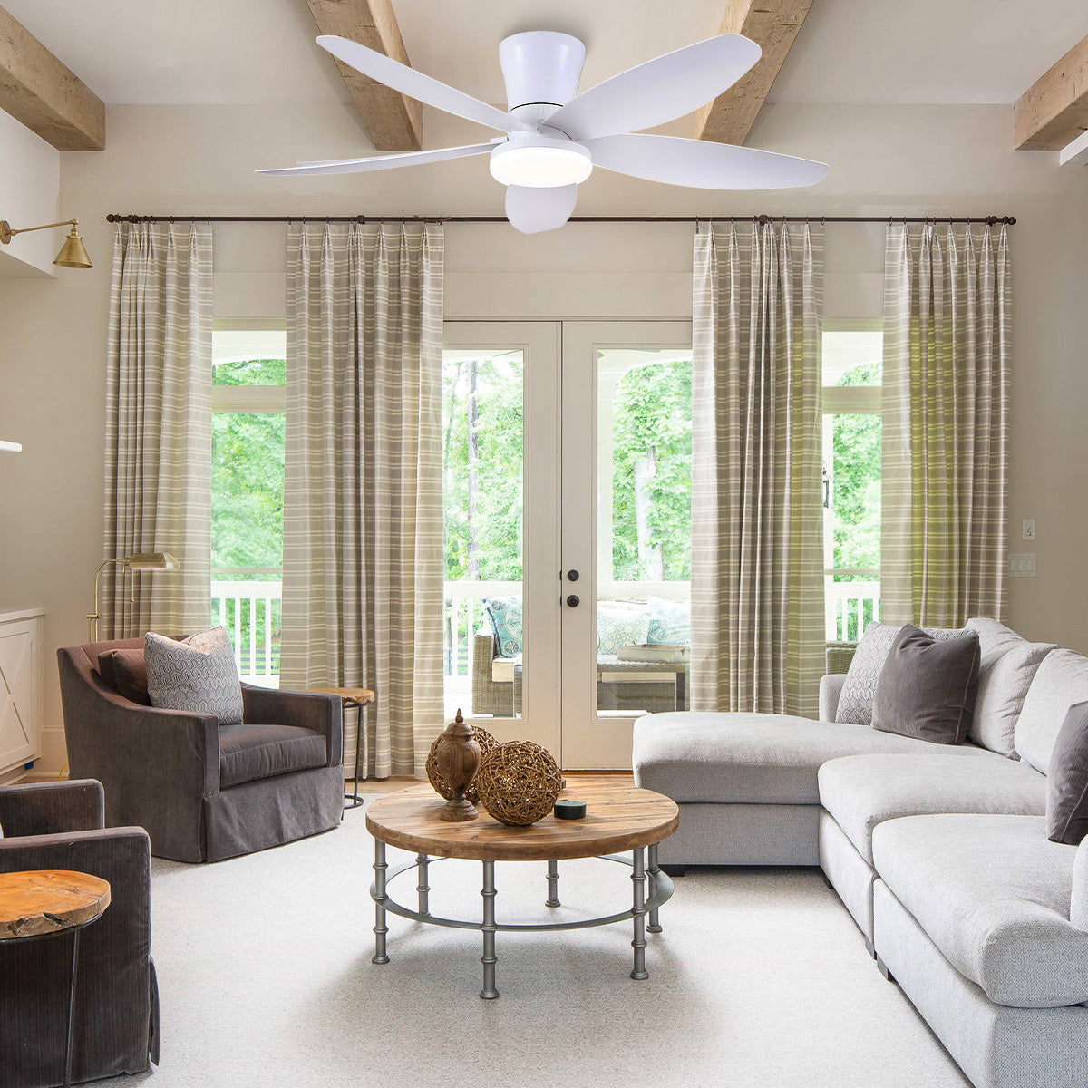 Indoor/Outdoor Recessed Black Ceiling Fan Light