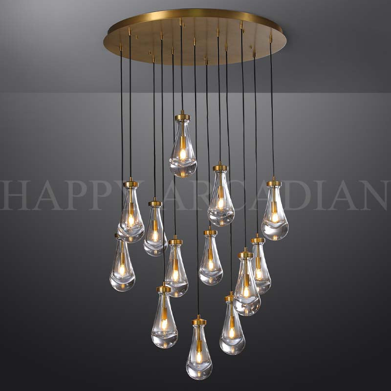 HA Raindrop Glass Round Chandelier 36"