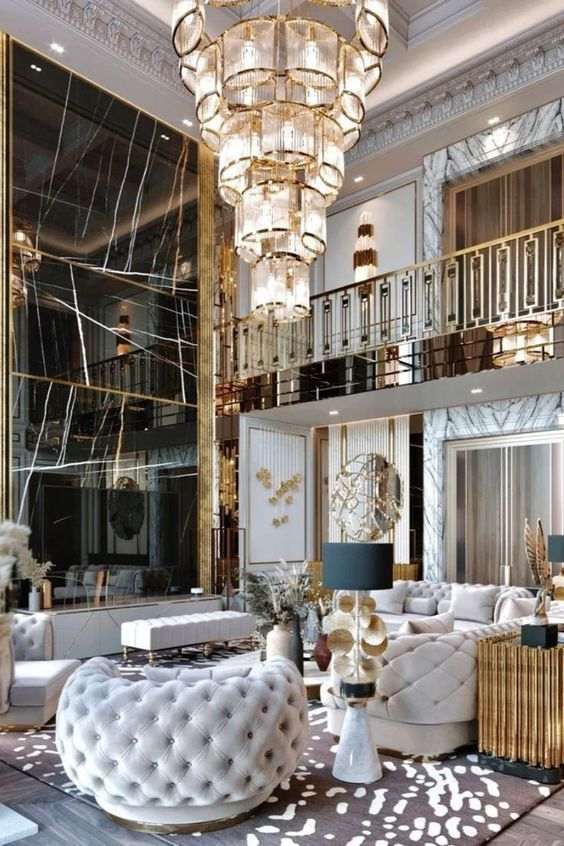 Modern 5-layer Glass Rods Tiles Chandelier for High-ceiling