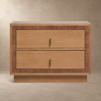 Happyarcadian Two-Drawer Oak Bedside Table