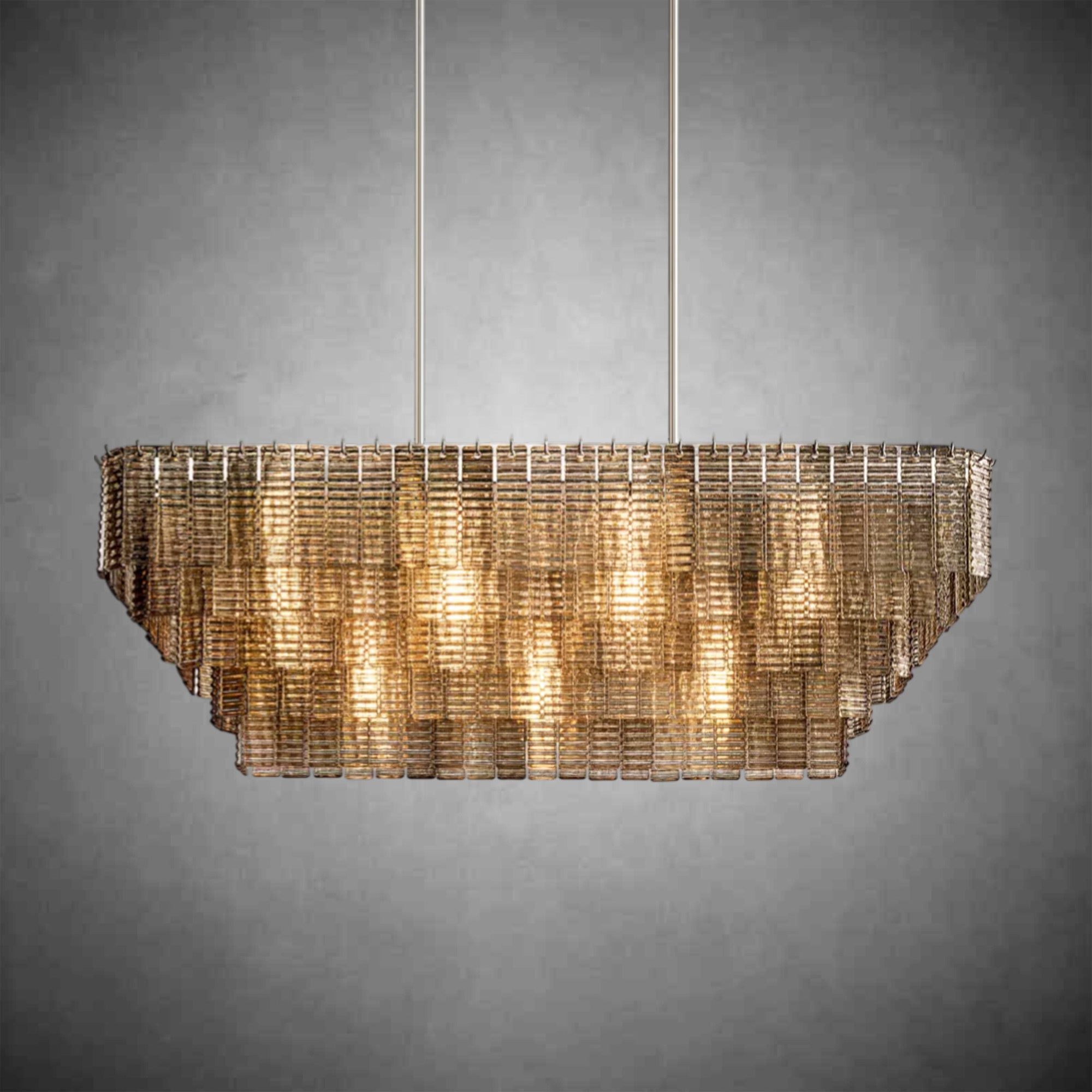 HA Sirena Smoke Glass Rectangle Chandelier 59"