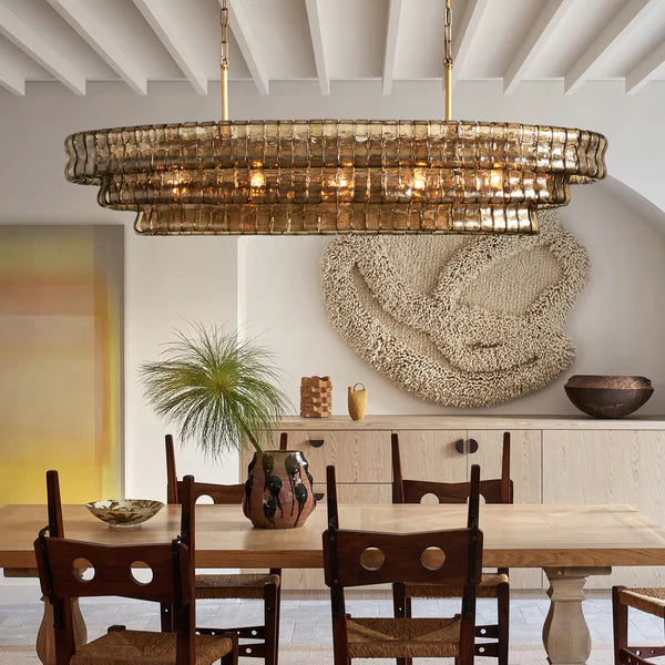 Ghiaccio Art Glass Oval Chandelier