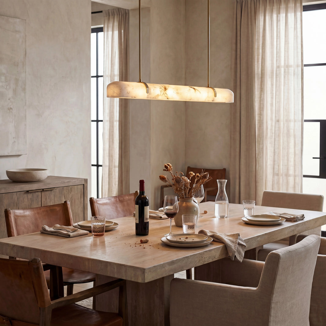 Linear Alabaster Chandelier, Kitchen Island Pendant Light