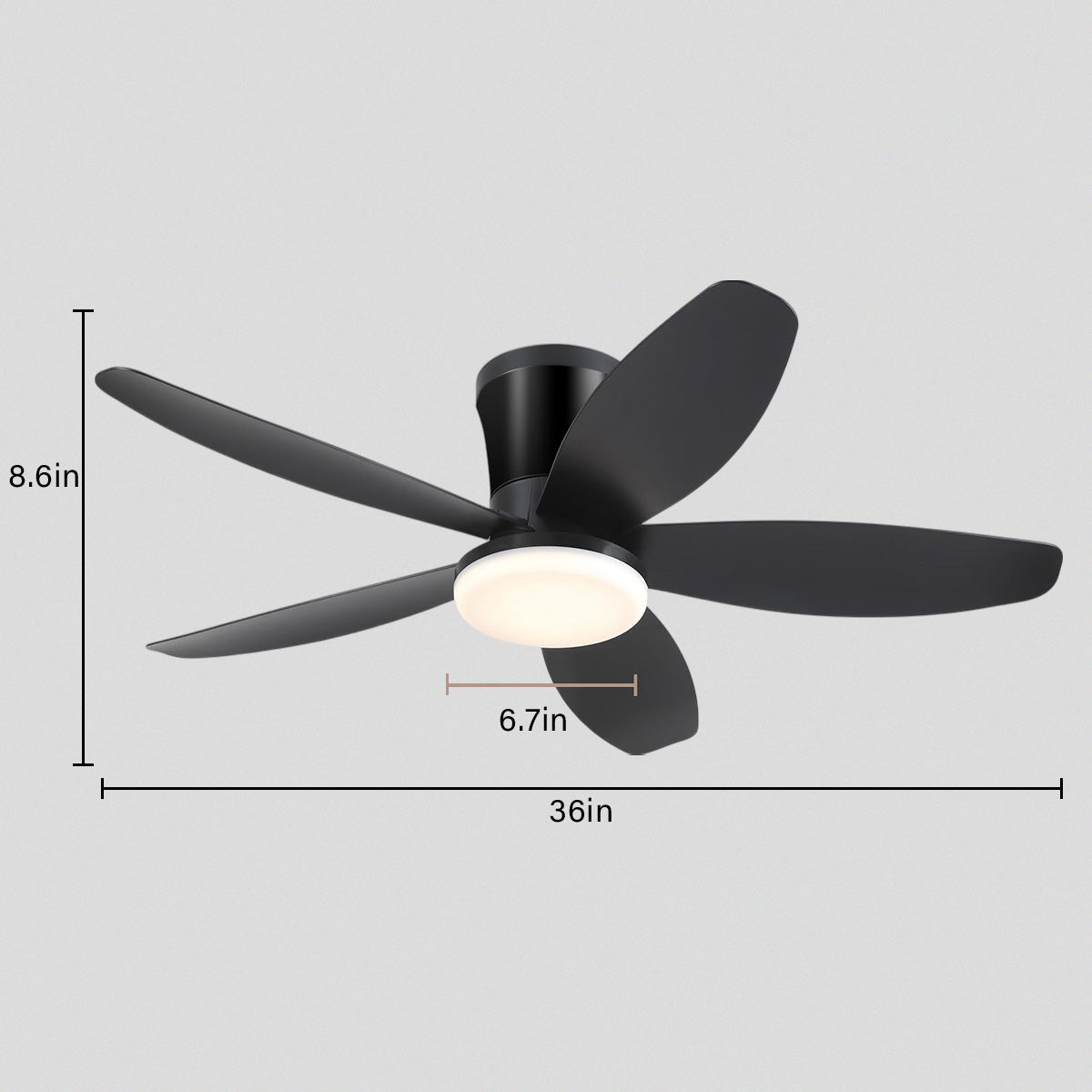 Indoor/Outdoor Recessed Black Ceiling Fan Light