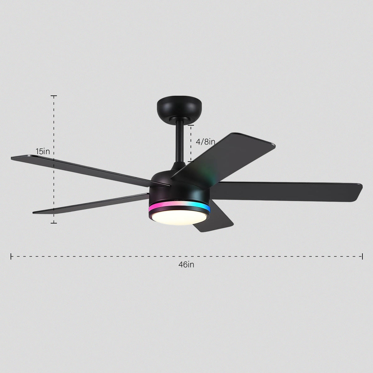 RGB Modern Black Ceiling Fan Light