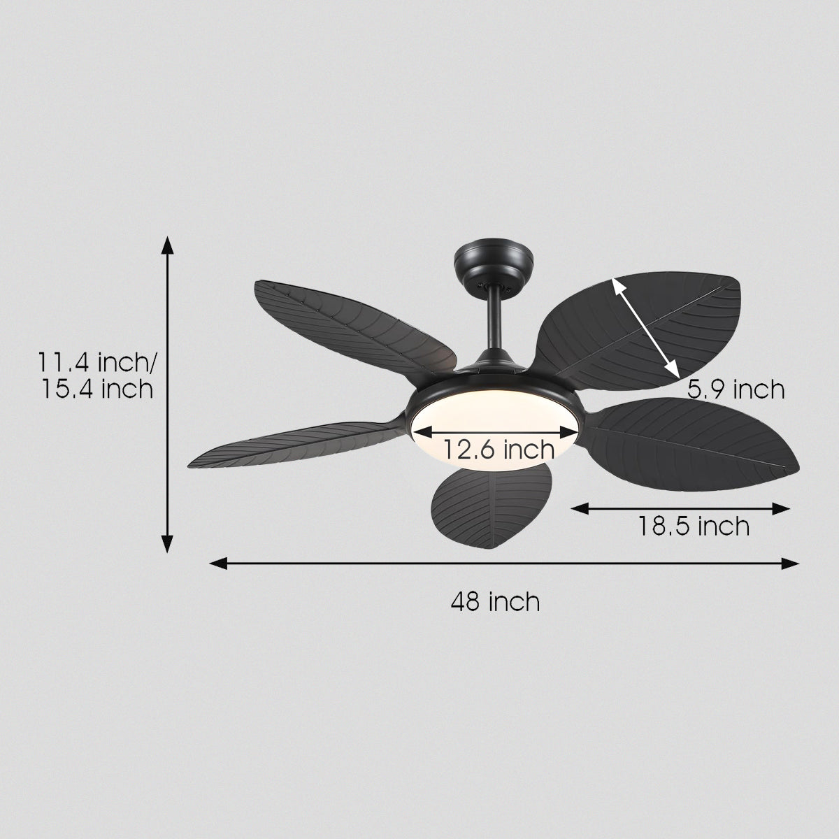 Ceiling Fan Palm Leaf Ceiling Fan 6 Speeds Reversible Ceiling Fans with Lights 48"