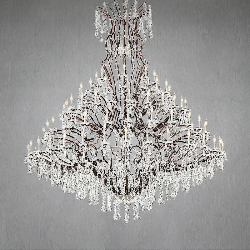 HA Rococo Iron & Crystal Round Chandelier 101"