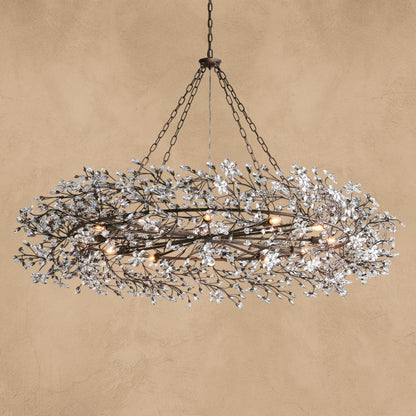 Faverelle chandelier in silver with a wide crystal-branch crown