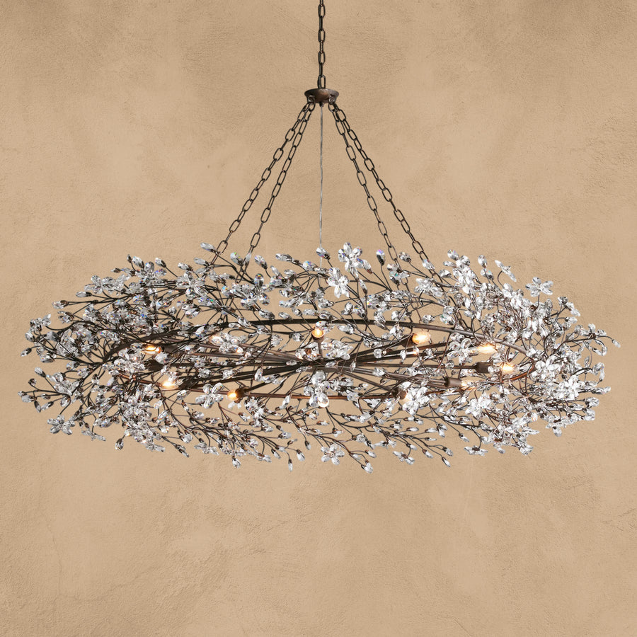Faverelle chandelier in silver with a wide crystal-branch crown