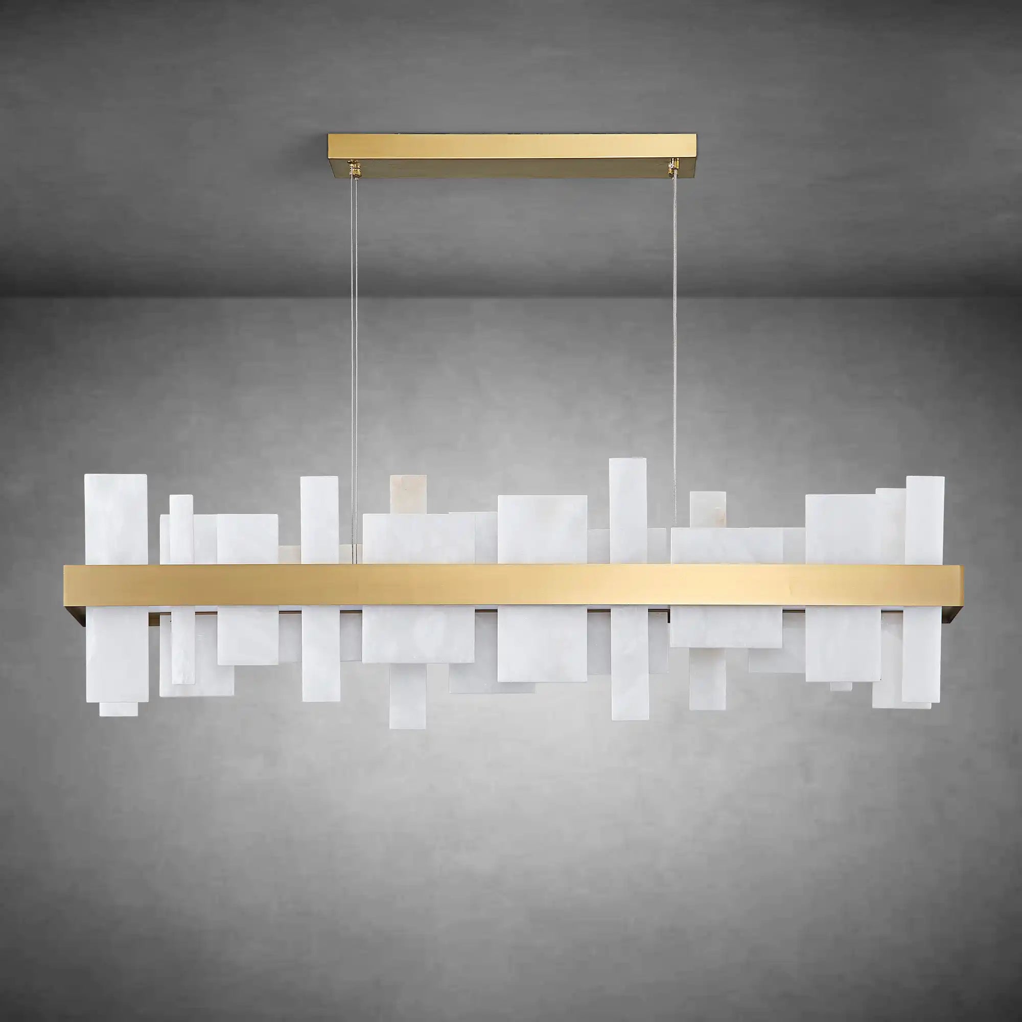 46.8" Adjustable Alabaster Chandelier Over Table for Dining Room