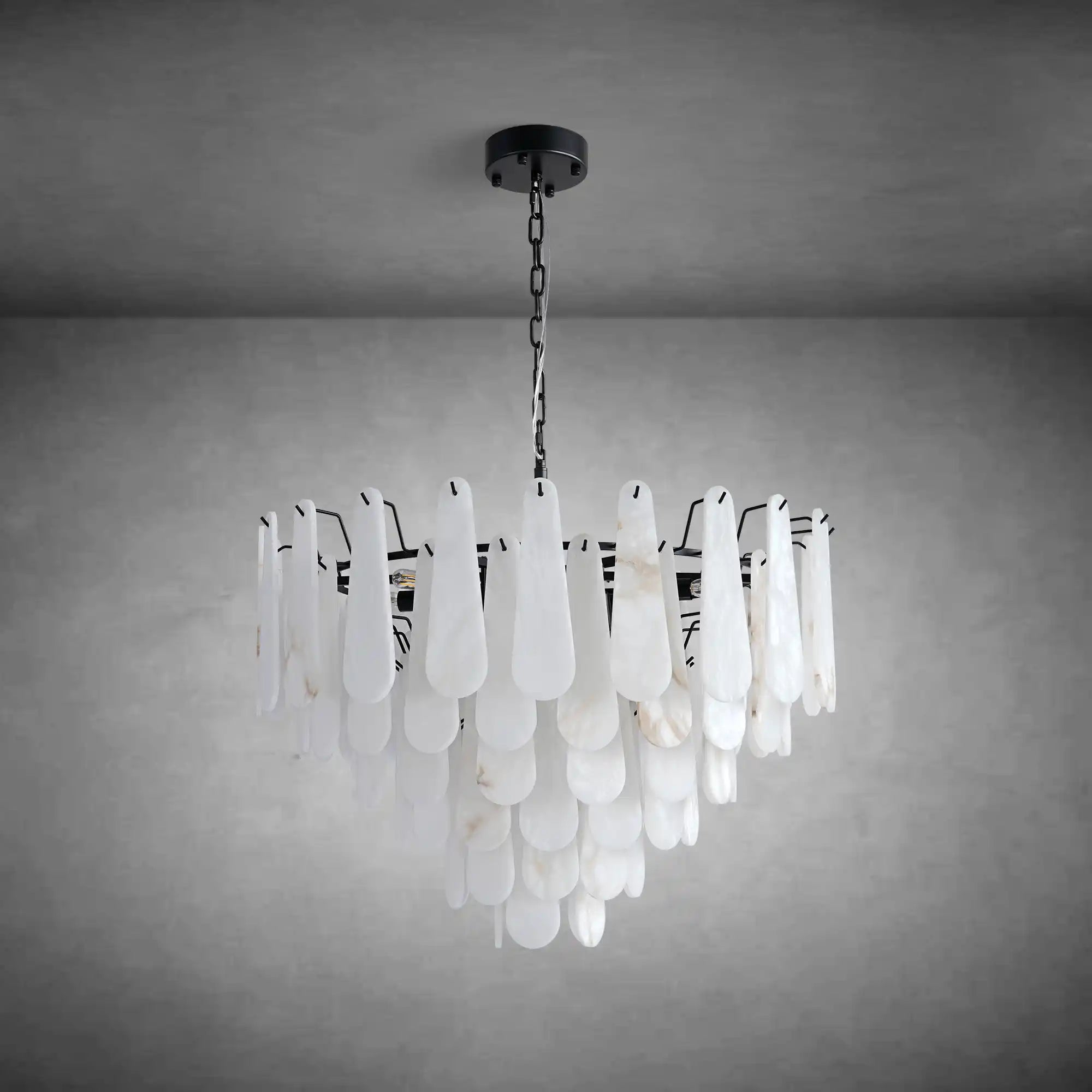 Modern Alabaster Black Round Pendant light