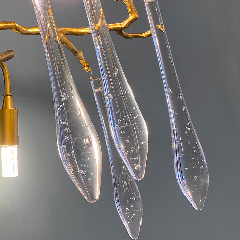 Agnes Branch Gold Brass Crystal Wall Sconce with LED Illumination