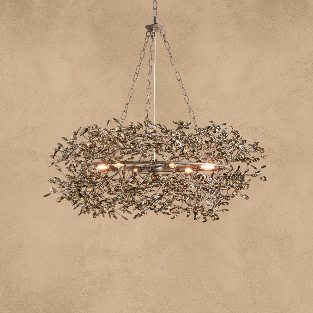 Faverelle chandelier in bronze with crystal-branch crown design