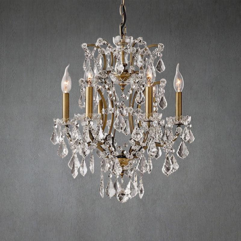 HA Rococo Iron & Crystal Round Chandelier 18"