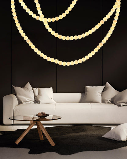 Pearl Necklace Alabaster Globe Beaded Linear Chandelier 40"-197"