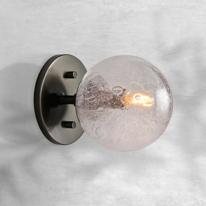 Mirandel Hand‑Blown Glass Wall Sconce with Rustic Industrial Charm