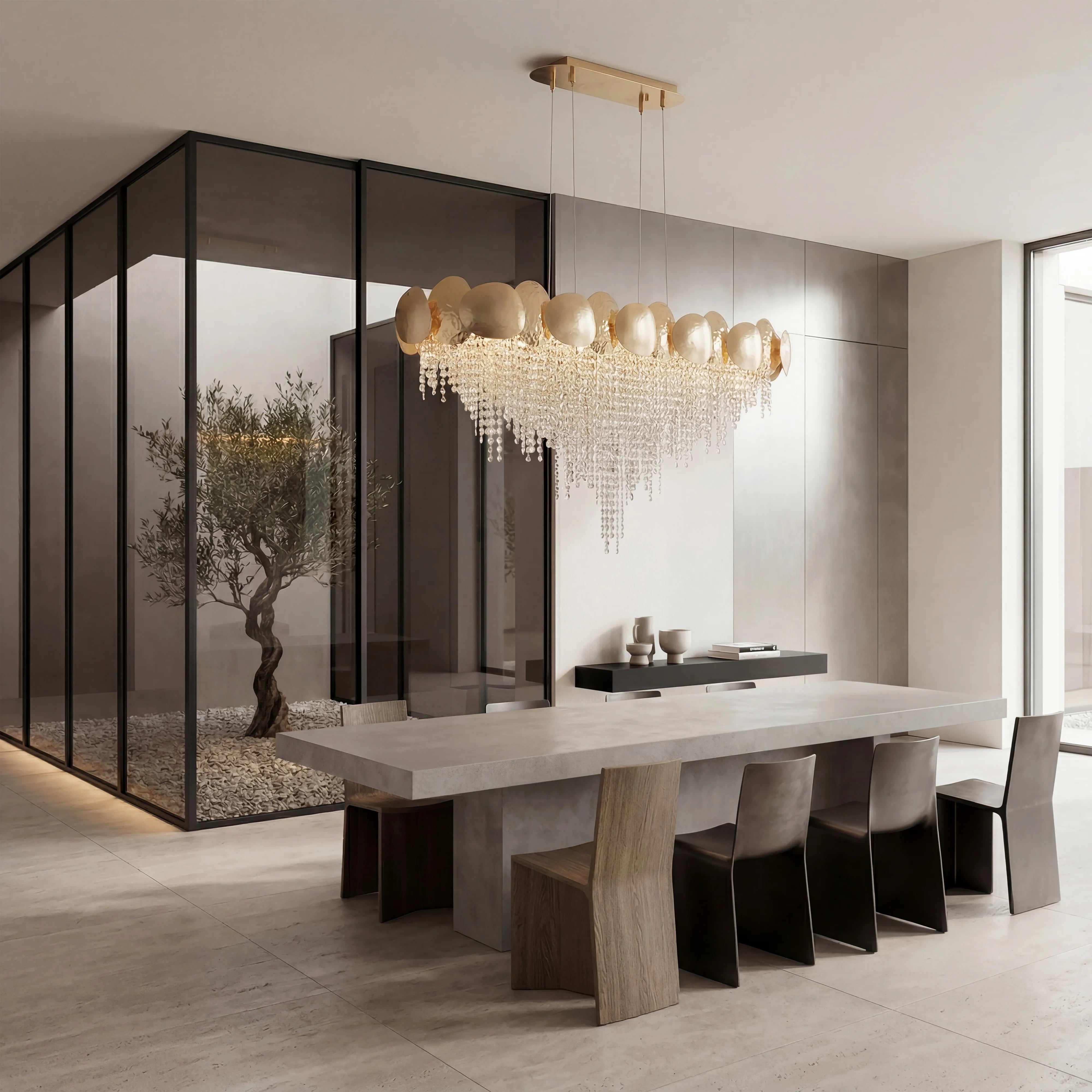 Amadeo Oval Brass Crystal Chandelier