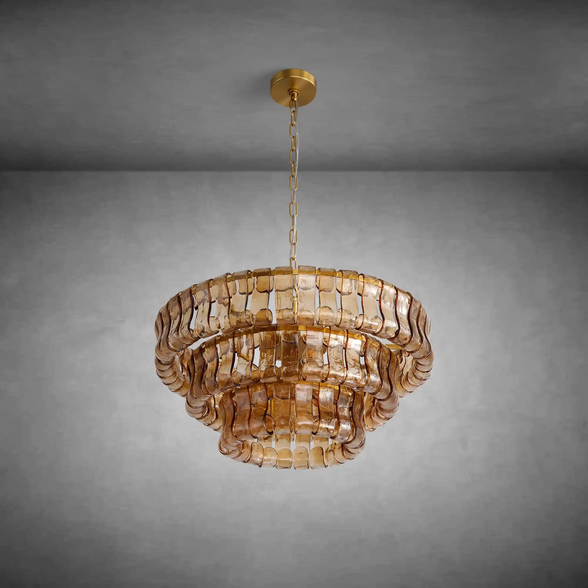Modern Amber Glass Chandelier，24"
