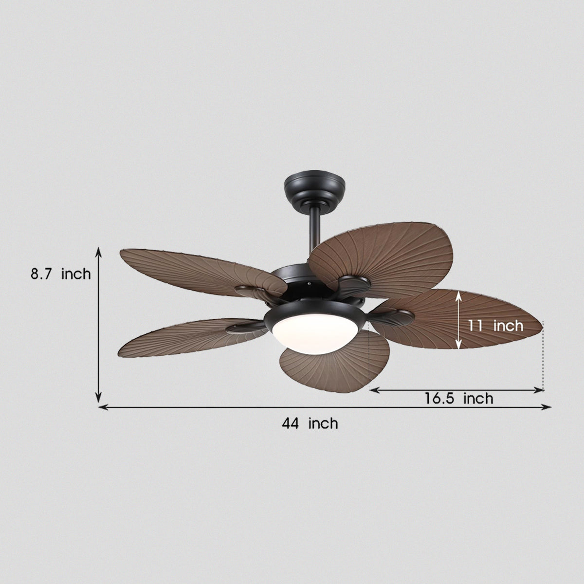 Retro Banana Leaf Shaped Blade Ceiling Fan Lamp 44"