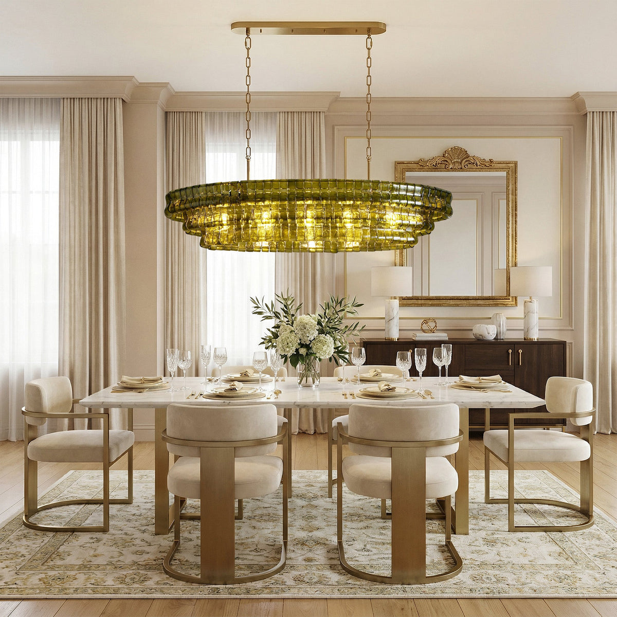 Givrelle Oval Chandelier 54"W/65"W