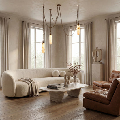 Theresa  3 Light LED Multi-Drop Alabaster Chandelier Lighting