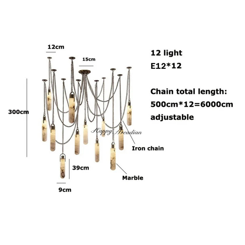 Happyarcadian Black & White Marble Chandelier