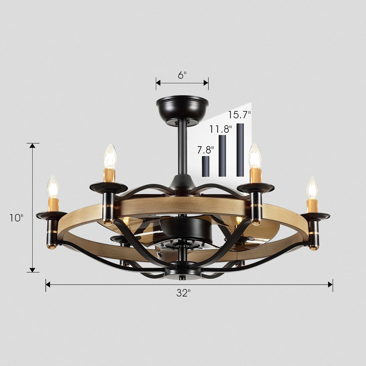 Caged Modern Farmhouse Ceiling Fan Light 32"