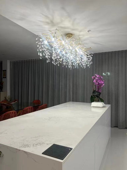 French Style Crystal Leaves Branch Chandelier