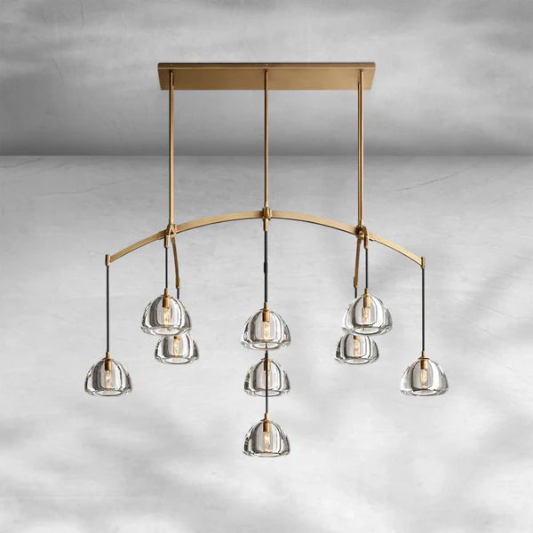 Hemispheae Modern Glass Linear Chandelier 54" 72"