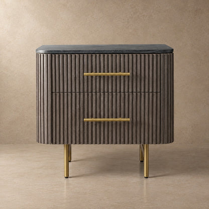 Double Drawer Bedside Chest with Stone Top