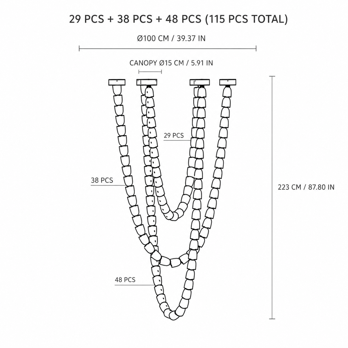 Versailles Veil Cascading Crystal Chandelier