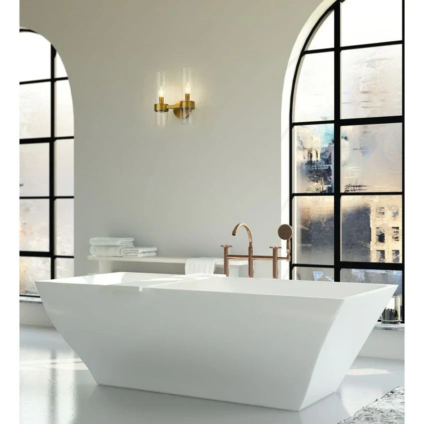 Modern Industrial Double Wall Sconce with Brass, Black, Nickel Finishes