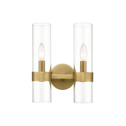 Modern Industrial Double Wall Sconce with Brass, Black, Nickel Finishes