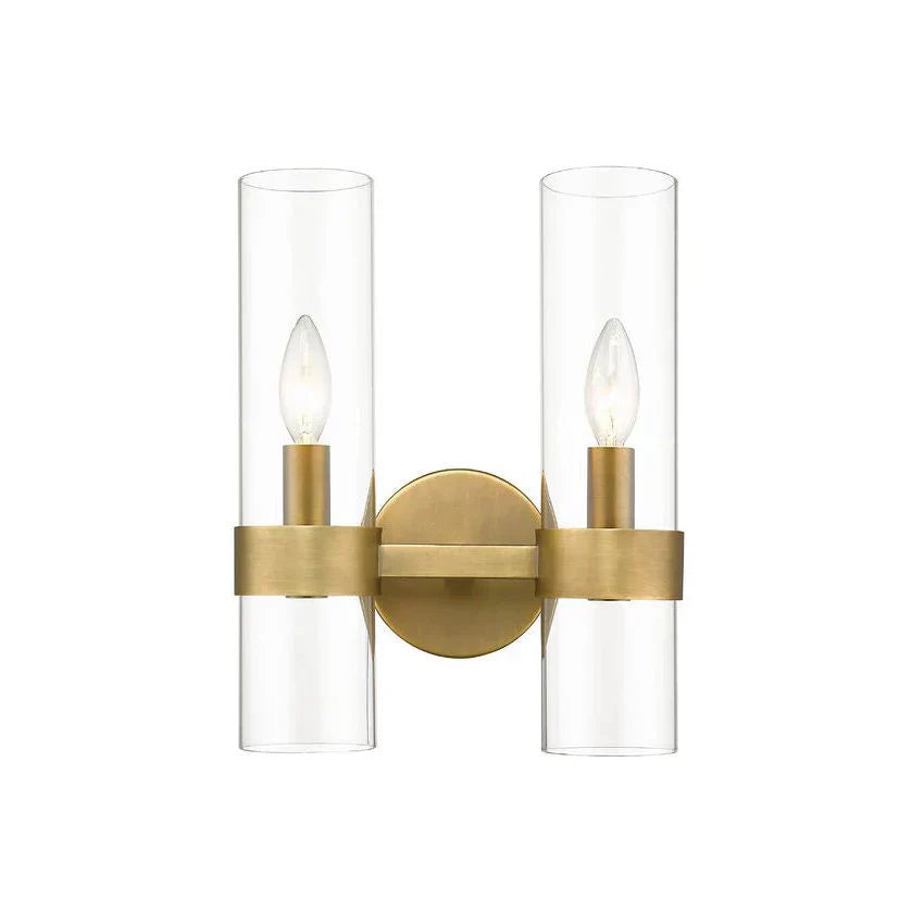 Modern Industrial Double Wall Sconce with Brass, Black, Nickel Finishes