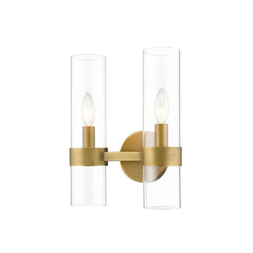 Modern Industrial Double Wall Sconce with Brass, Black, Nickel Finishes