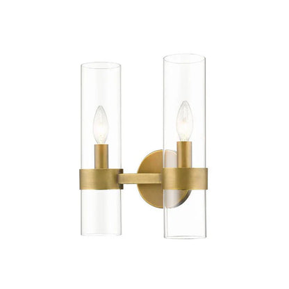 Modern Industrial Double Wall Sconce with Brass, Black, Nickel Finishes