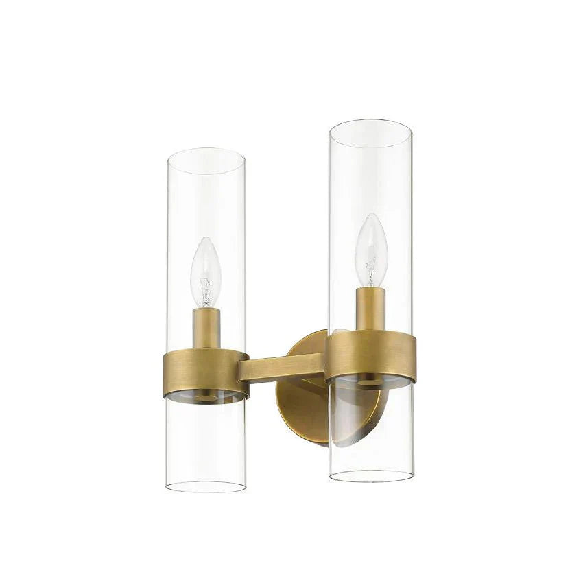 Modern Industrial Double Wall Sconce with Brass, Black, Nickel Finishes
