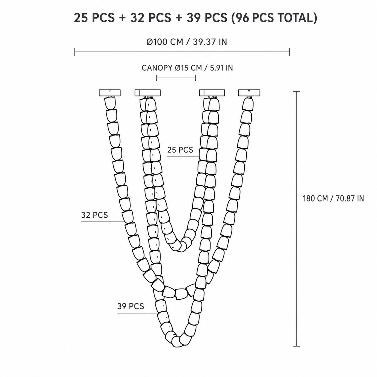 Versailles Veil Cascading Crystal Chandelier
