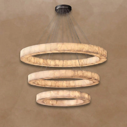 3-TIER ROUND ALABASTER CHANDELIER 39" 47" 59"D