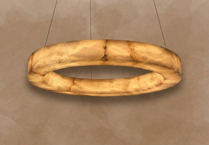 3-TIER ROUND ALABASTER CHANDELIER 39" 47" 59"D