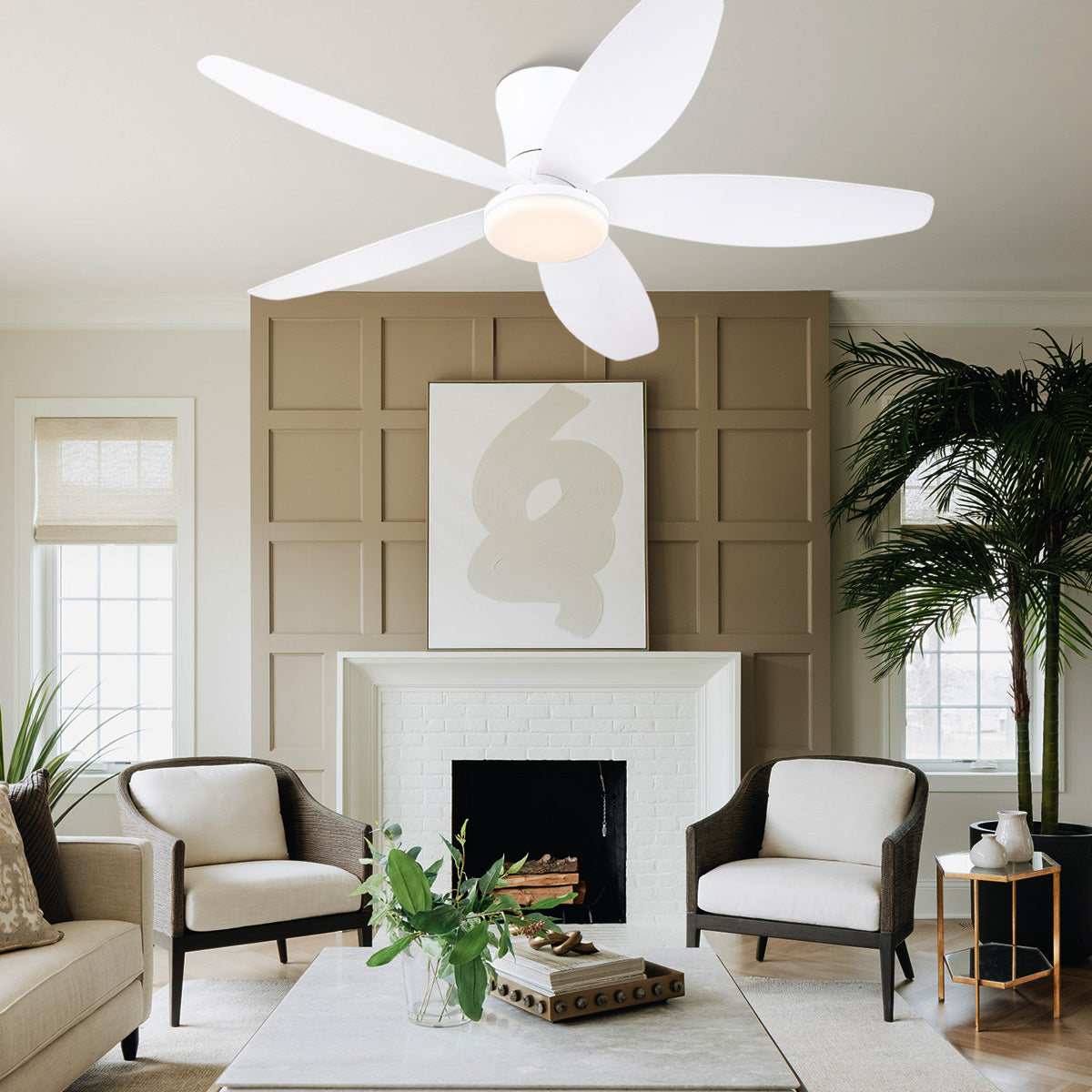 Indoor/Outdoor Recessed Black Ceiling Fan Light