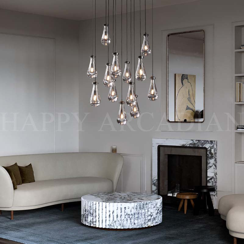 HA Raindrop Glass Round Chandelier 36"